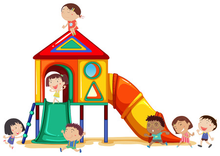 Children Playing In The Playground Stock Vector Children Playing In The Playground Stock Vector