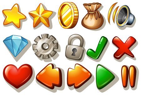 Bag of gold coins: Yếu tố thiết kế game các loại trên trắng Hình minh hoạ