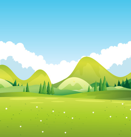 Scenery of green nature illustration Иллюстрация