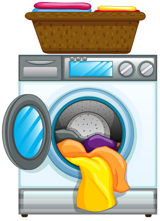 Clothes in washing machine illustration - 58058069