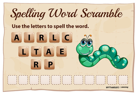 スペルの単語虎ワード スクランブル ゲーム イラスト のイラスト素材 ベクタ Image