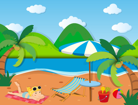ビーチや海のイラスト シーンのイラスト素材 ベクタ Image ビーチや海のイラスト シーンのイラスト素材 ベクタ Image