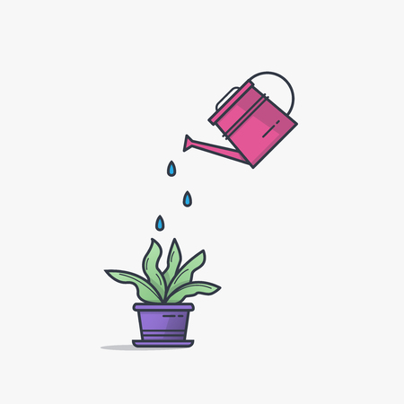 植木鉢の観葉植物の水やりじょうろ 鍋に葉を持つ観葉植物のイラスト フラット ラインします 細い線です ビジネスの成長と投資の概念 のイラスト素材 ベクタ Image 植木鉢の観葉植物の水やりじょうろ 鍋に葉を持つ観葉植物のイラスト フラット ラインします 細い線です ビジネスの成長と投資の概念 のイラスト素材 ベクタ Image