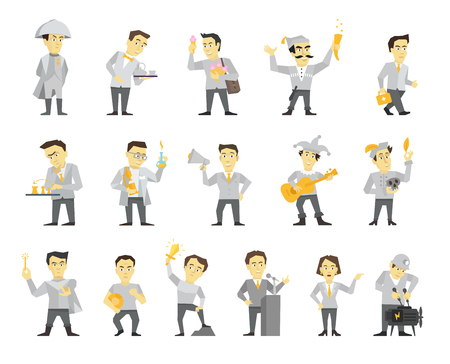 16種類のキャラクターデザインをセット 講演者政治家や他の多くの人 フラットカラーベクトルイラストストッククリップアート のイラスト素材 ベクタ Image