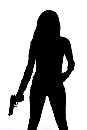 concept girl gun womans picturesque silhouetted www