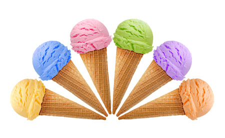 ice cream: Sáu kem trong tế bào hình nón trên nền trắng