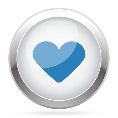 白のハートのアイコンで青いアプリ ボタン のイラスト素材 ベクタ Image