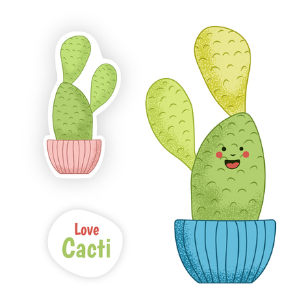 かわいいかわいい鉢植えのサボテン植物 のイラスト素材 ベクタ Image かわいいかわいい鉢植えのサボテン植物 のイラスト素材 ベクタ Image