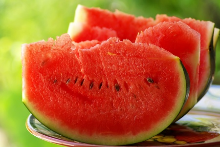 watermelon: slices of red watermelon