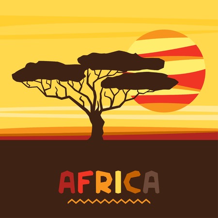 アフリカの民族的背景のサバンナのイラストを使用 のイラスト素材 ベクタ Image