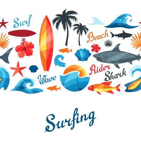 明るいサーフィン イラストや T シャツの印刷のイラスト素材 ベクタ Image