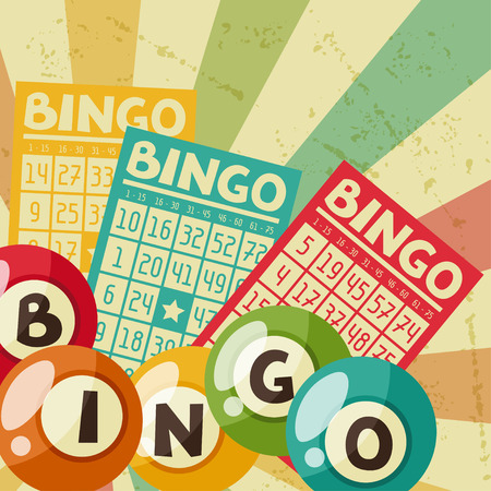 Bingo Or Lottery Retro Game Illustration With Balls And Cards Bingo Or Lottery Retro Game Illustration With Balls And Cards
