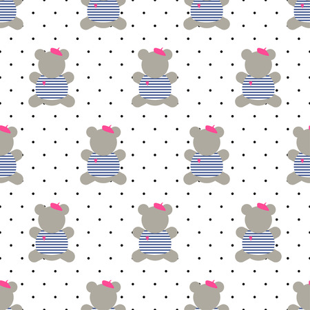 テディベアのシームレスなパターン かわいい漫画フランス スタイルの服を着たテディベア ベクトル イラスト水玉の背景に テキスタイル 壁紙 Web 生地 装飾などのファッション デザイン のイラスト素材 ベクタ Image テディベアのシームレスなパターン かわいい漫画フランス スタイルの服を着たテディベア ベクトル イラスト水玉の背景に テキスタイル 壁紙 Web 生地 装飾などのファッション デザイン のイラスト素材 ベクタ Image