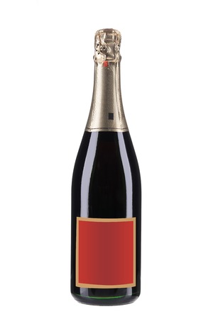 ピンクのシャンパン ボトルのクローズ アップ 白い背景上に分離 の写真素材 画像素材 Image