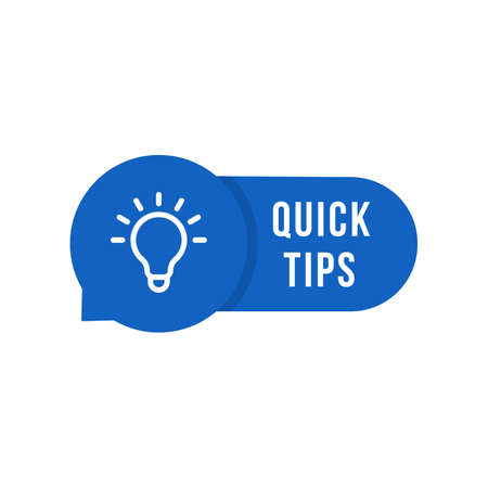 Blue speech bubble with quick tips text Фото со стока