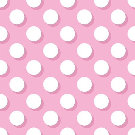 装飾壁紙のピンクの背景に大きな白い水玉模様のパターン ベクトルのイラスト素材 ベクタ Image