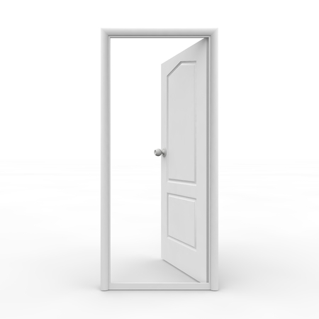 White open door on an isolated background