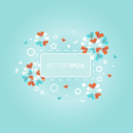 様式化された丸い折り紙の花 ラウンドとスターのテキスト枠のイラスト素材 ベクタ Image 様式化された丸い折り紙の花 ラウンドとスターのテキスト枠のイラスト素材 ベクタ Image