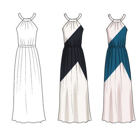 flat fashion illustration template party dress with collar stock fashion design templates to print