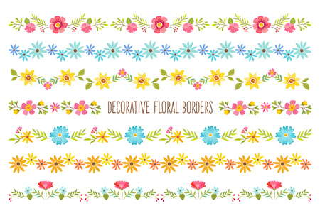 Set Of Colorful Decorative Floral Borders Perfect For Create Stunning Decorative Designs For Borders Set Of Colorful Decorative Floral Borders Perfect For Create Stunning Decorative Designs For Borders