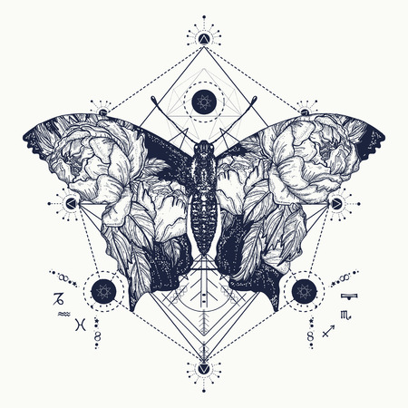 幾何学的なスタイルの蝶のタトゥー 美しい蝶自由奔放に生きる T シャツ デザイン 翼とバラ 自由の象徴の旅行します 女性 スタイル 二重露光のためのタトゥー のイラスト素材 ベクタ Image 幾何学的なスタイルの蝶のタトゥー 美しい蝶自由奔放に生きる T シャツ デザイン 翼とバラ 自由の象徴の旅行します 女性 スタイル 二重露光のためのタトゥー のイラスト素材 ベクタ Image