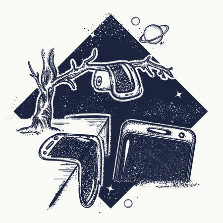 シュールなタトゥー 木の枝に溶けた携帯電話 依存性 最新技術 消費社会の象徴インターネット シュル レアリスムのアイデアの T シャツのデザイン のイラスト素材 ベクタ Image シュールなタトゥー 木の枝に溶けた携帯電話 依存性 最新技術 消費社会の象徴インターネット シュル レアリスムのアイデアの T シャツのデザイン のイラスト素材 ベクタ Image