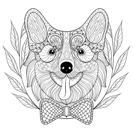 Welsh Corgi With Bow Tie Wreath Frame Happy Puppy Pembroke