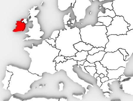 Une Carte 3d Abstraite De L Europe Avec Le Pays Irlande Surlignee En Rouge Entoure Par D Autres Pays Comme Le Royaume Uni France Allemagne Et Espagne Banque D Images Et Photos Libres De Droits Image