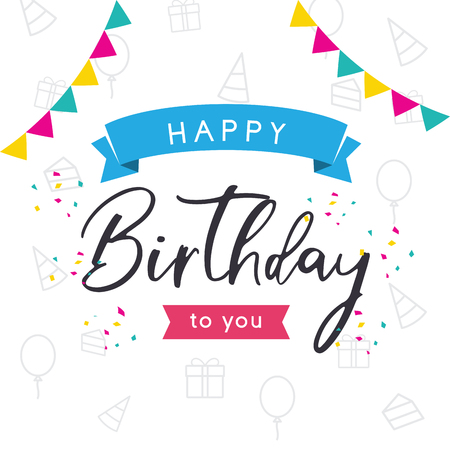 誕生日のタイポグラフィックデザインおめでとう レタリングデザインの誕生日グリーティングカード 誕生日カードベクトルイラストのイラスト素材 ベクタ Image