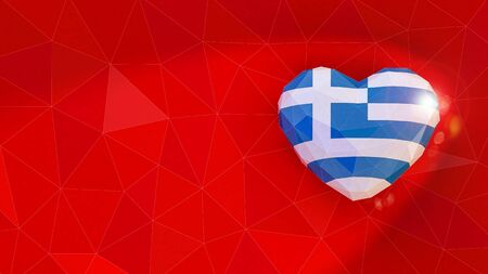 Greece national flag 3D heart background. 3D illustration