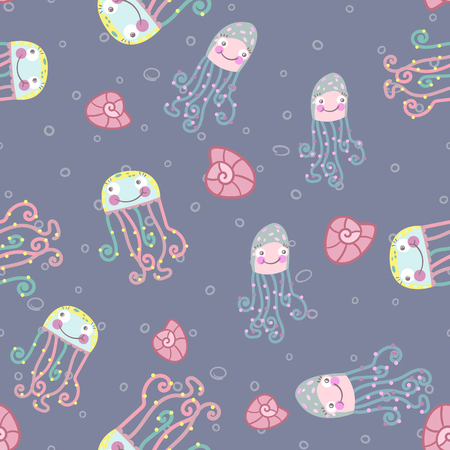 かわいいクラゲと青い漫画シームレスなパターン ファブリック テキスタイル カバー 製造 壁紙 プリント ギフトラップ スクラップブッキングのためのカラフルな水中シームレスな背景 かわいい海 のイラスト素材 ベクタ Image かわいいクラゲと青い漫画シームレスなパターン ファブリック テキスタイル カバー 製造 壁紙 プリント ギフトラップ スクラップブッキングのためのカラフルな水中シームレスな背景 かわいい海 のイラスト素材 ベクタ Image
