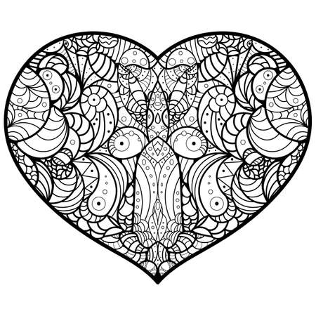 heart mandala oriental pattern vector illustration royalty free