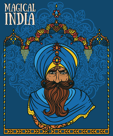 ターバンと伝統的なインドのアーチ ベクトルイラストのインド人男性の肖像画 のイラスト素材 ベクタ Image ターバンと伝統的なインドのアーチ ベクトルイラストのインド人男性の肖像画 のイラスト素材 ベクタ Image