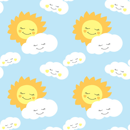 cute baby sun pattern vector seamless background design for