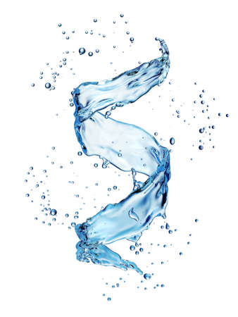 Wasserspritzen in Form von spiralblauer Farbe. 3D Abbildung Standard-Bild