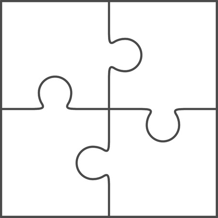 jigsaw puzzle vector blank simple template 2x2 four pieces royalty