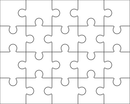 ジグソー パズル 6 x 8 の空のテンプレート要素 48 パズルのピース