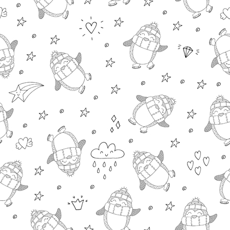 かわいいペンギンとベビーシャワーシームレスパターン ファブリック 壁紙 装飾のための創造的な手描きの子供っぽいペンギンの背景 ベクトル図 のイラスト素材 ベクタ Image かわいいペンギンとベビーシャワーシームレスパターン ファブリック 壁紙 装飾のための創造的な手描きの子供っぽいペンギンの背景 ベクトル図 のイラスト素材 ベクタ Image