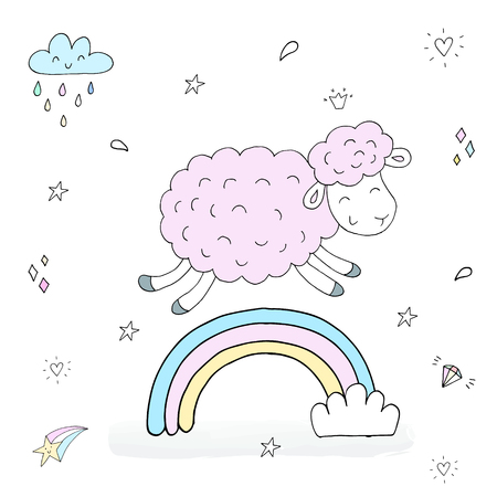 かわいい羊の手書き のイラスト素材 ベクタ Image かわいい羊の手書き のイラスト素材 ベクタ Image