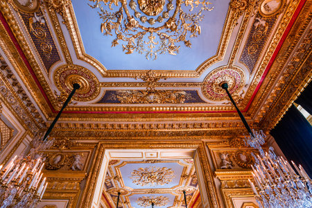 Paris, France, August 11, 2021: Interiors And Architectural Details Of Hotel De La Marine, In Place De La Concorde.