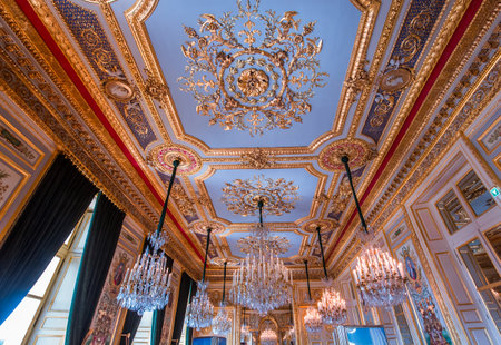 Paris, France, August 11, 2021: Interiors And Architectural Details Of Hotel De La Marine, In Place De La Concorde.