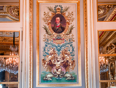 Paris, France, August 11, 2021: Interiors And Architectural Details Of Hotel De La Marine, In Place De La Concorde.