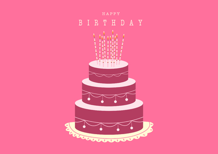 ベクトル イラスト 誕生日ケーキでお誕生日おめでとうカードのイラスト素材 ベクタ Image