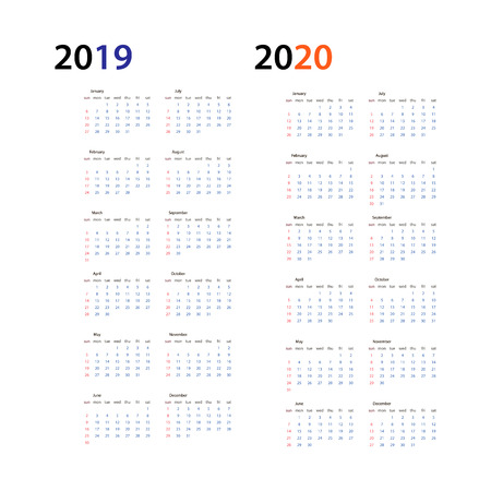 year 2019 and year 2020 calendar horizontal vector design 2020 calendar free template