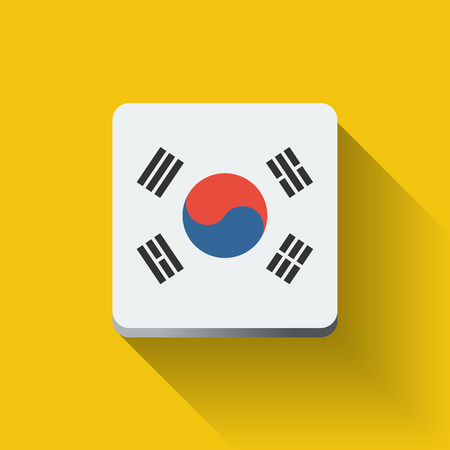 韓国の国旗を持つ隔離された正方形ボタン フラットなデザイン のイラスト素材 ベクタ Image 韓国の国旗を持つ隔離された正方形ボタン フラットなデザイン のイラスト素材 ベクタ Image