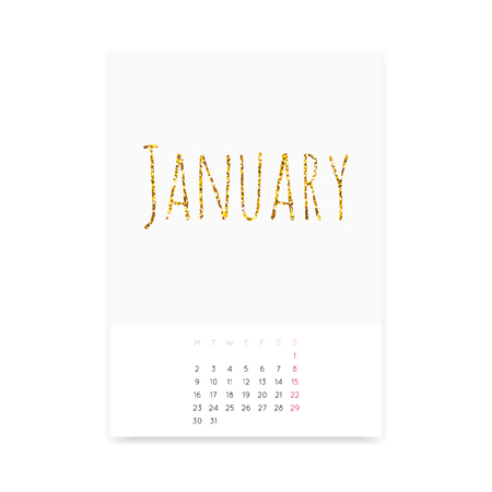 minimalistic clean january 2017 calendar page template shiny