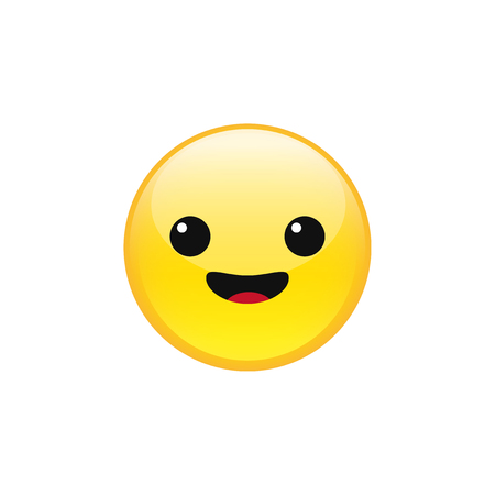 赤い笑顔の悪魔ベクトル絵文字 角で微笑む絵文字の顔と白い背景に隔離された笑顔 のイラスト素材 ベクタ Image