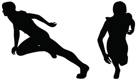 eps 10 vector of woman silhouette in running position on white