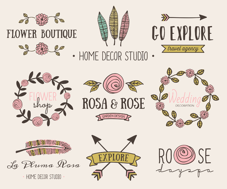 A Set Of Hand Drawn Vintage Style Design Elements Modern And A Set Of Hand Drawn Vintage Style Design Elements Modern And