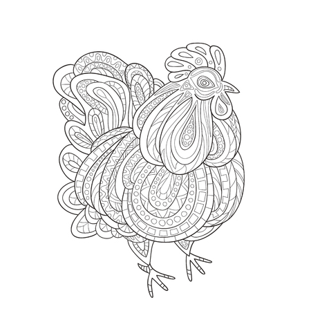 Coloring PagesZodiac Animals Rooster Zentangle On White BackgroundThe Logo For The New Year 2017 Chinese